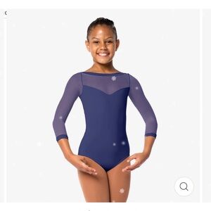 So Danca Navy Mesh Sleeve Leotard